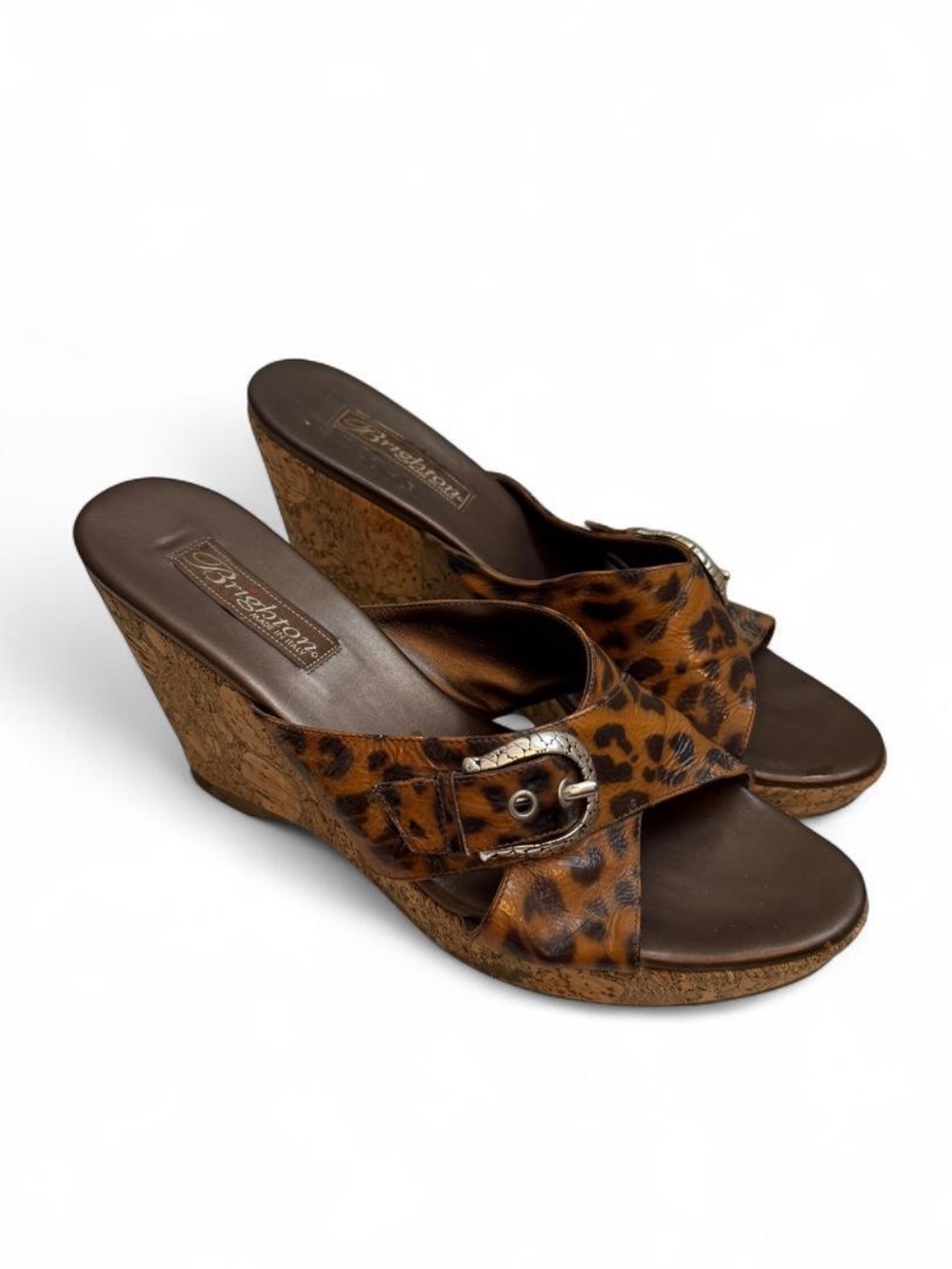 Brighton Leopard Print Cork Wedge Sandals